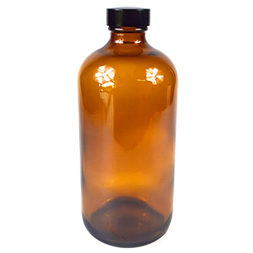 Glass Amber Bottle With Cap 16 oz