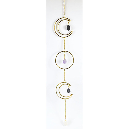 Triple Moon Wreath With Stones Wall Hanging