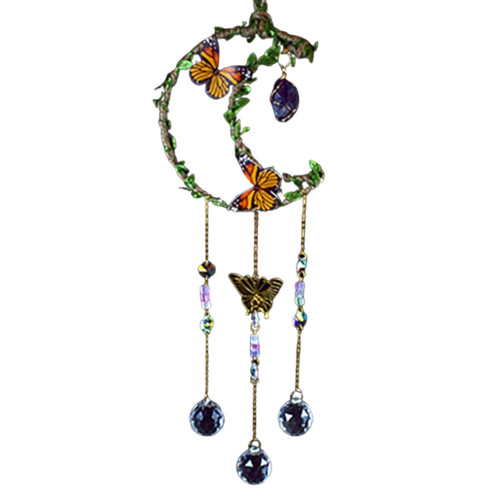 Amethyst Moon W Butterfly Sun Catcher 21"