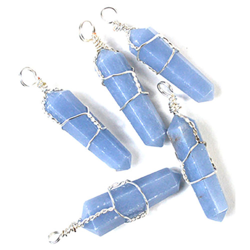 Angelite Wire Wrapped Point (Set Of 5) Angelite Wire Wrapped Point (Set Of 5)