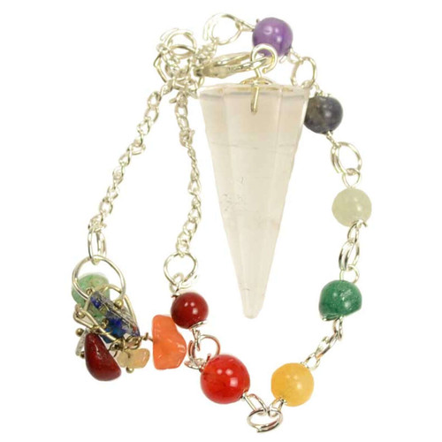 Clear Quartz 7 Chakra Pendulum Clear Quartz 7 Chakra Pendulum