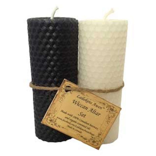 Wiccan Altar Candle Set Black & White 4 1/4"