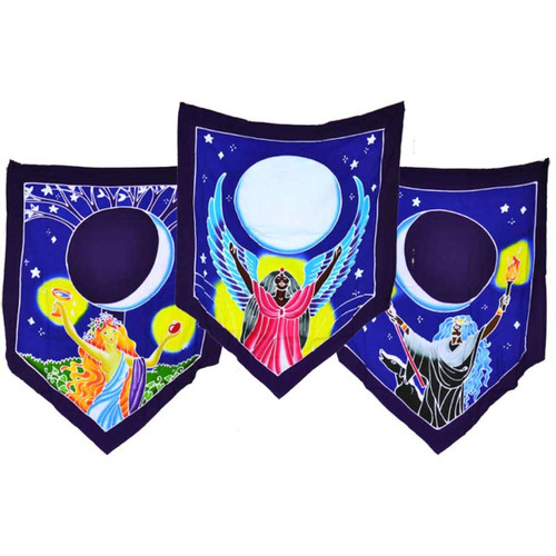 Triple Moon Goddess Prayer Flags 60" x 29"
