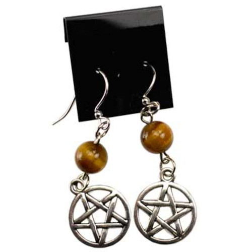 Tiger's Eye Pentagram Earrings Tiger's Eye Pentagram Earrings