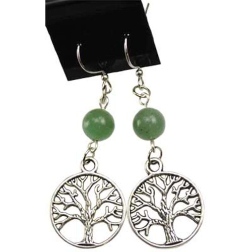 Green Aventurine Tree of Life Earrings Green Aventurine Tree of Life Earrings
