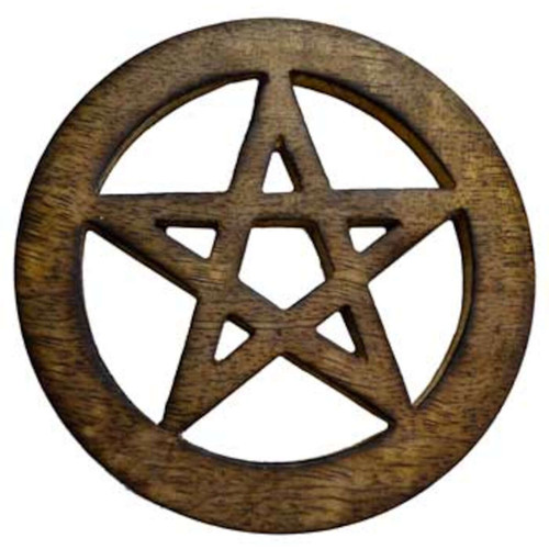 Pentagram Wood Altar Tile 4"