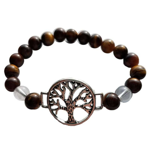 Tiger Eye/ Quartz with Tree of Life Bracelet 8mm Tiger Eye/ Quartz with Tree of Life Bracelet 8mm