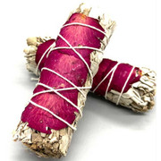 White Sage & Rose Petal Smudge Stick 4"