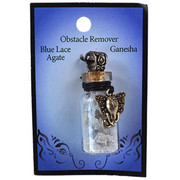 Blue Lace Agate Chips In Bottle With Ganesha Necklace