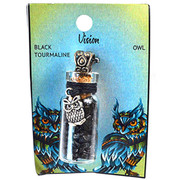 Black Torrmaline Chips In Bottle With Owl Necklace
