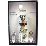 Rainbow Moonstone Chips In Bottle With Goddess Necklace