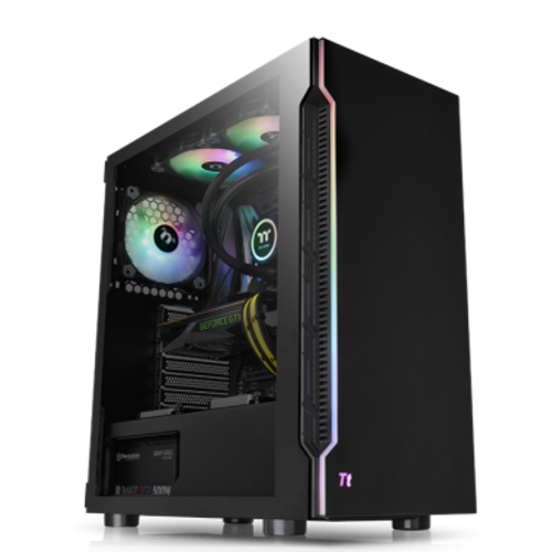 Thermaltake H200 Tempered Glass RGB Edition ATX Mid-Tower Black Case with 1 x Black 120mm Rear Fan Pre-Installed