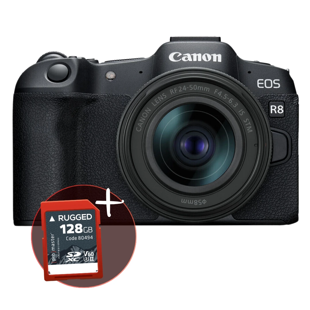 Canon EOS R8 Mirrorless Camera with RF 24-50mm f/4.5-6.3 IS STM Lens