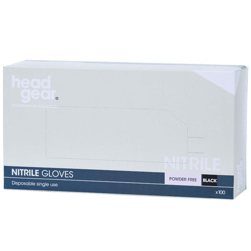 Head Gear Disposable Powder-Free Black Nitrile Gloves Small