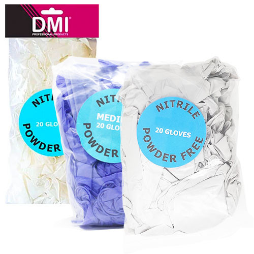 DMI Powder-Free Nitrile Gloves: Grey, Lilac or White (x20)