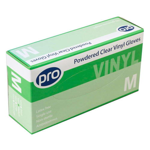 PRO Powdered Clear Vinyl Gloves (x100)