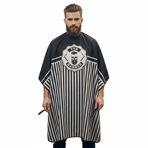 Kobe Skull & Cut Throat Barber Gown in studio