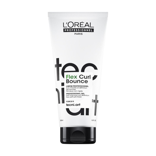 L'Oréal Professionnel Tecni.Art Flex Curl Bounce 200ml, professional curl bounce gel in a white tube with black cap and black text.