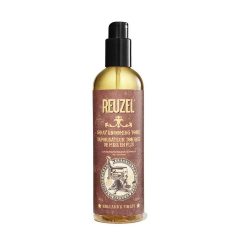 Reuzel Spray Groom Tonic 100ml & 355ml, a spray grooming lotion with a black cap and vintage-style brown label.