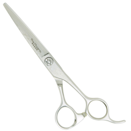 Matakki Phoenix Damascus Hairdressing Scissor, professional silver hair cutting scissors with a sleek design.