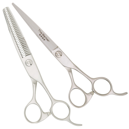 Matakki Matakki Barber Scissor and Thinner Set, stainless steel professional hair cutting scissors and thinning scissors with ergonomic handles.