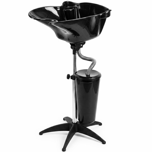 Kobe Professional Portable Back Wash, black hair wash basin with adjustable stand and foot pedal.