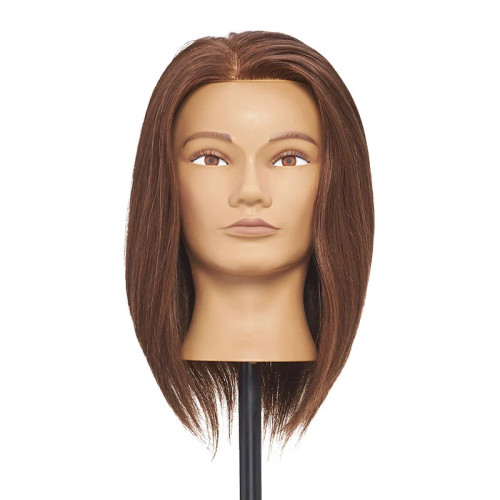 Pivot Point Erika Solid - 100% Human Hair Snap Cap, Small, displayed on a mannequin head with shoulder-length straight auburn hair.