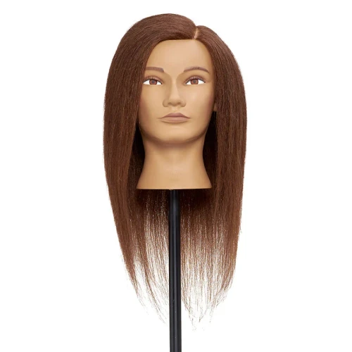 Pivot Point Robin Uniform Cap - 100% Human Hair Snap Cap (Small), a mannequin head displaying a brown, straight, and natural-looking human hair wig.