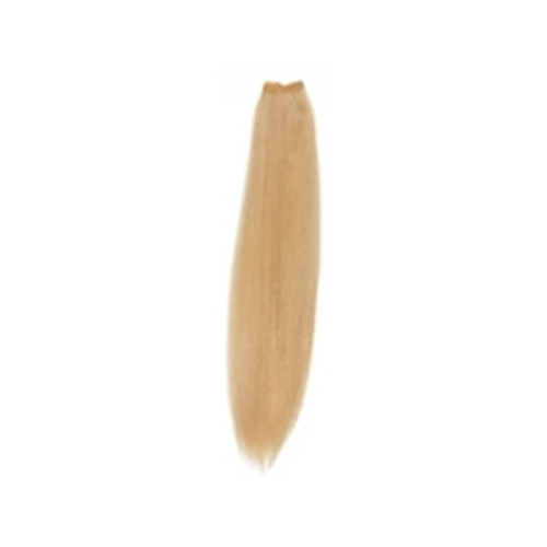 Pivot Point Anna Human Hair Sewn Weft (50 x 50 cm), straight golden blonde hair weft shown vertically against a white background