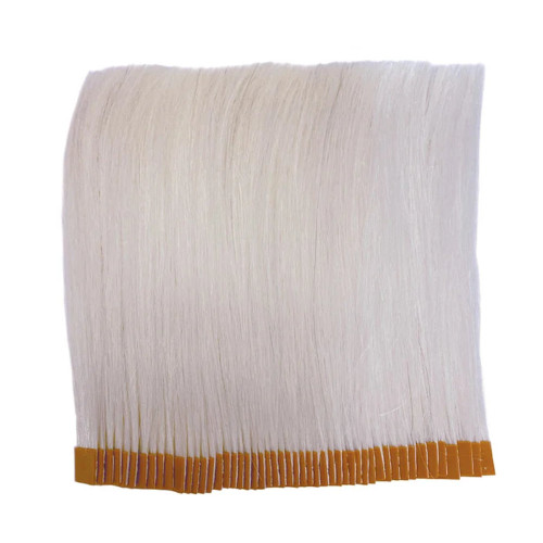 Pivot Point 50-Pc White Hair Swatch, a collection of 50 small hair color samples of white hair, neatly aligned for hair color selection.