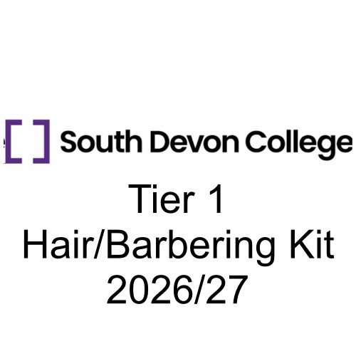South Devon College Tier 1 Hair Kit 2026/27, a collection of hairdressing tools and products in a branded case for students.