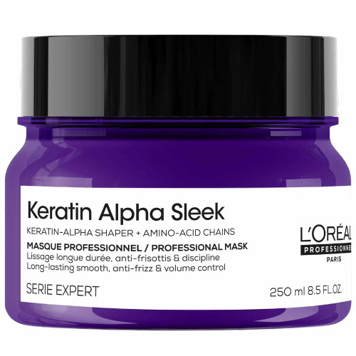 L'Oréal Professionnel Serie Expert Keratin Alpha Sleek Mask, 250ml purple jar with black lid