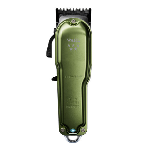 Wahl Legend Cordless Clipper Limited Edition Olive Green, product image showing the green cordless hair clipper with black blade and silver accents.