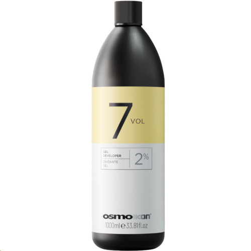 Osmo Ikon Gel Developer - 2% (7 Vol) - 1000 ml, black bottle with a yellow and white label showing product name and specifications.