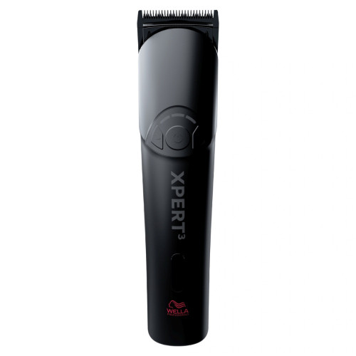 Wella Pro+ Xpert3 Professional Cordless Hair Clippers, black hair trimmer with ergonomic design and adjustable cutting length.
