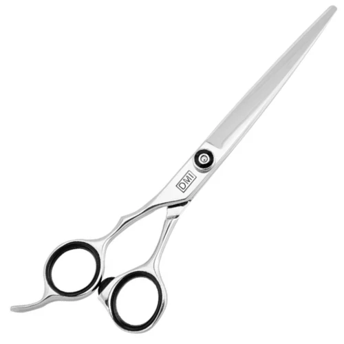 DMI Scissors, Left-handed barber scissors with stainless steel blades and ergonomic handle design.