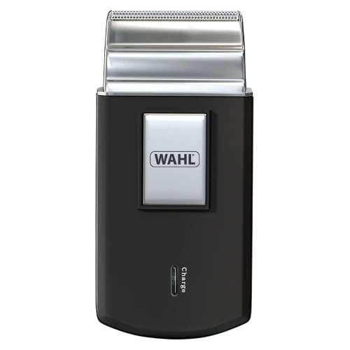 Wahl Single Foil Pocket Travel Shaver, compact electric shaver with silver foil head and black body.