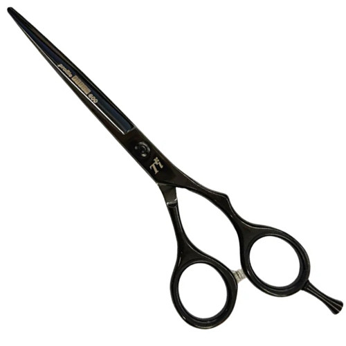 Tri TRI Profile PITCH 6 inch Hairdressing Scissors, professional black hair cutting scissors with ergonomic finger rings.