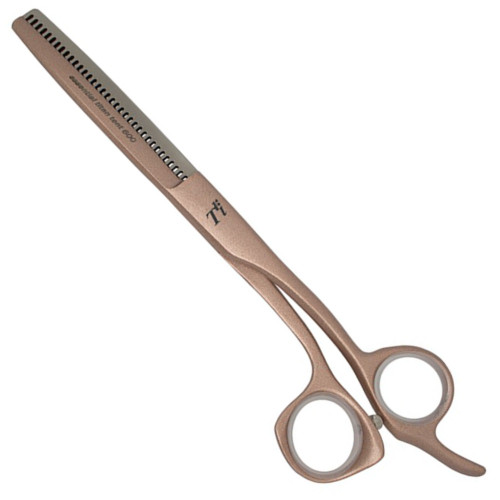 Tri TRi Essential Slim Rose Gold 6 inch Thinning Scissors, orthodontic thinning scissors with rose gold finish and ergonomic design.