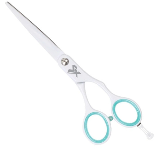 Cricket Shear Xpressions Minty Fresh 5.75 inch scissors, ergonomic design with mint-colored accents on handles.