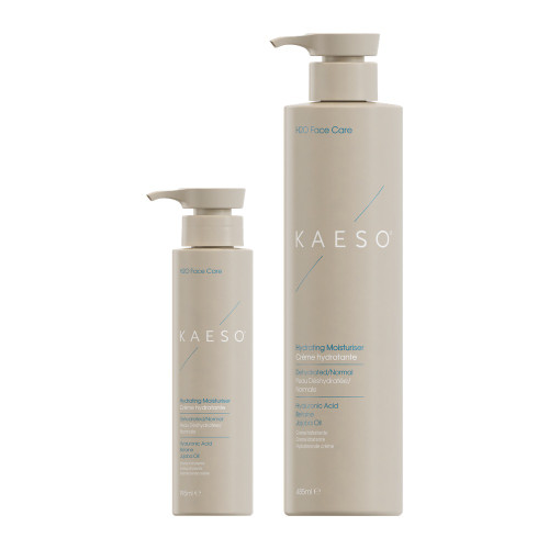 Kaeso KAESO H2O Hydrating Moisturiser With Added Tri Complex, two pump bottles of hydrating moisturizer for normal to dehydrated skin.