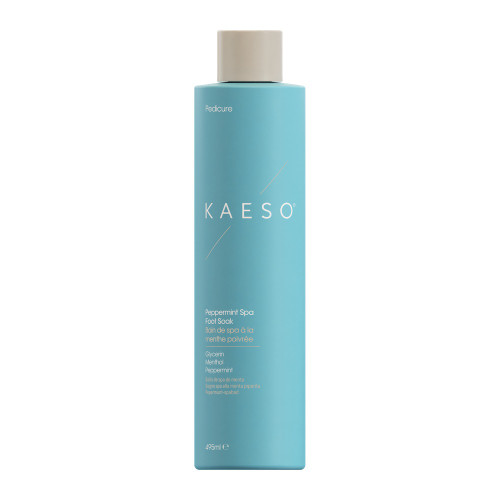 Kaeso KAESO Foot Care Peppermint Spa Foot Soak - 495ml, blue bottle with a white cap designed for foot relaxation and revitalization.