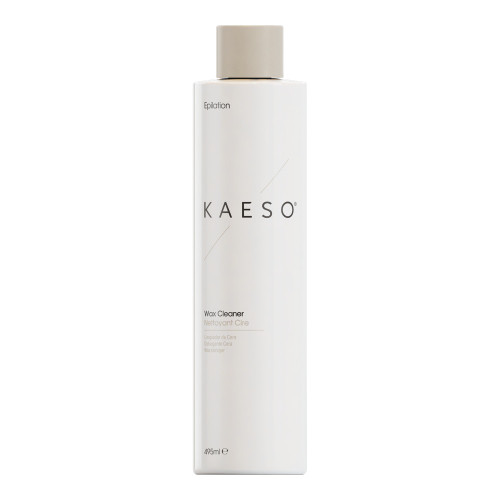Kaeso KAESO Epilate Wax Cleaner - 495ml, white plastic bottle with minimalist design and beige cap, used for cleaning wax residues after hair removal.