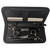 Kobe Pro Apollo Left Handed Scissor, Thinner, and Comb Set, inside a black zippered case with organized compartments.
