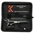 Kobe Apollo Left Handed Hairdressing Scissors, professional stainless steel scissors with ergonomic design in a black protective case.