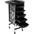 Kobe Design Salon Trolley, black multi-tiered mobile salon cart with storage drawers and tool holders.