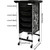 Kobe Design Salon Trolley, a black mobile salon trolley with multiple storage compartments and wheels for easy mobility, ideal for beauty salons and hairdressers.