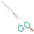 Cricket Shear Xpressions Ciao Bella 5.75 inches scissors, white with green and red accents for precise hair cutting.