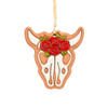 Cow Skull w/Roses Ornament - Red