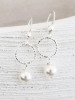 Silver Circle & Pearl Dangle Earrings